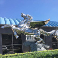 Urban garden metal pegasus statue stainless steel flying horse sculpture